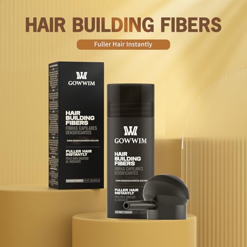 gowwim Hair Thickening Fibers 2-in-1 Kit Keratin Building Fibers, Spray Applicator & Hold Spray - Instantly Volumize Sparse Areas (Black)