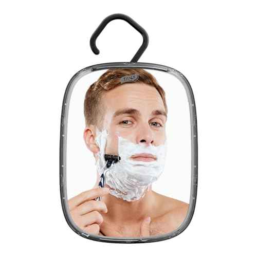 TAILI Shower Mirror Fogless for Shaving, Wall Hanging for Travel Camping, Removable Fog Free Shave Mirror for Shower Accessories, Bathroom, Portable, Shatterproof - for Men, Women(Black)