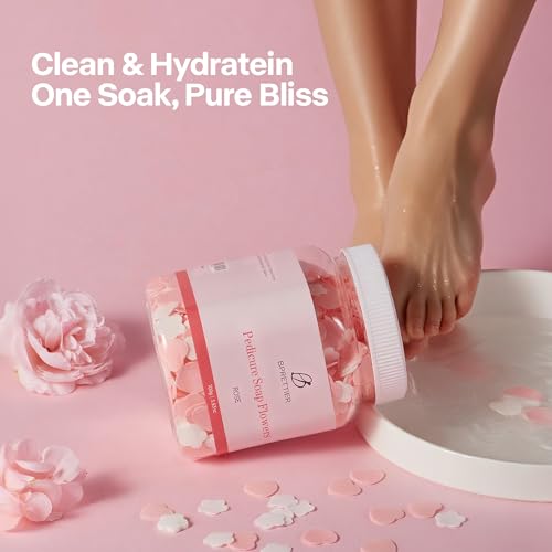Pedicure Soap Flowers Foot Soak Petals Sheet for Softens Dead Skin Moisturizing Relaxing Spa Feet Birthday Pedi Nail Party (Rose)