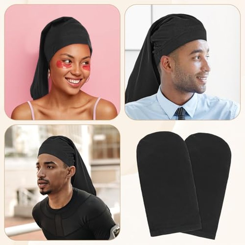 Unisex Dreadlock Cap,10 Pieces Spandex Dreadlock Caps Black Long Hair Dreads Head Wrap Sleep Bonnet Full Cover for Men Women