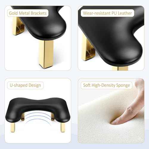 Nail Arm Rest, Arm Rest for Nails Tech, Foldable Nail Tech Client Arm Rest, PU Leather Nail Hand Rest, U Shape Manicure Hand Rests for Foot Hand Rest, Black