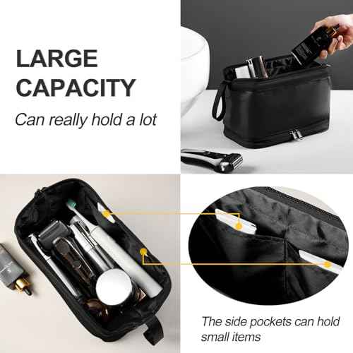 Large Travel Toiletry Bag for men women,Makeup Organizer Bag, Dopp Kit,Waterproof Hanging Cosmetic Bag for Toiletries Accessories(Black)