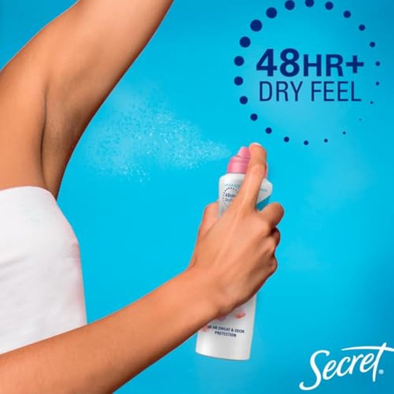 Secret Dry Spray Antiperspirant Deodorant for Women, 48hr Weightless Sweat & Odor Protection, Gentle on Skin, Powder Fresh Scent, 4.1 oz (Pack of 3)