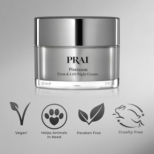 PRAI Beauty Platinum Firm & Lift Night Creme, Anti-Aging and Hydrating Night Face Moisturizer for Women, Hydrating and Revitalizing Night Cream, Overnight Face Lotion, 1.7 Oz