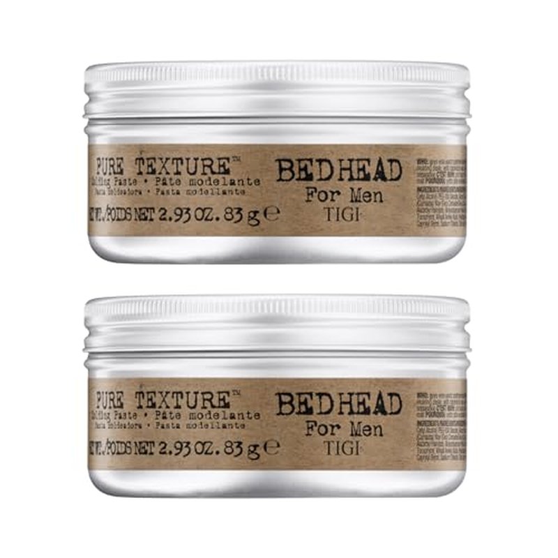 TIGI Bed Head for Men Pure Texture Hair Molding Paste - Use for Texture & Separation - Versatile Cream-to-Paste Fusion - For Men's Hairstyles - Use on Damp & Dry Hair - 2.93 oz (2 Pack)