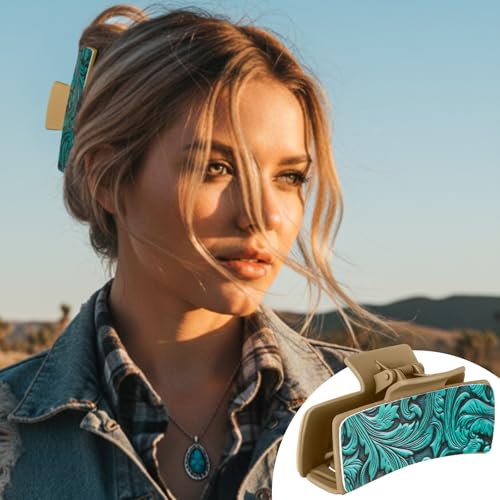 8 Pcs Christmas Western Leather Hair Claw Clips Bulk Cow Print Highland Cattle Hair Claw Clips Western Accessories Gifts for Women Country Cowgirl Stuff Xmas Accessories (Aesthetic Cowgirl)