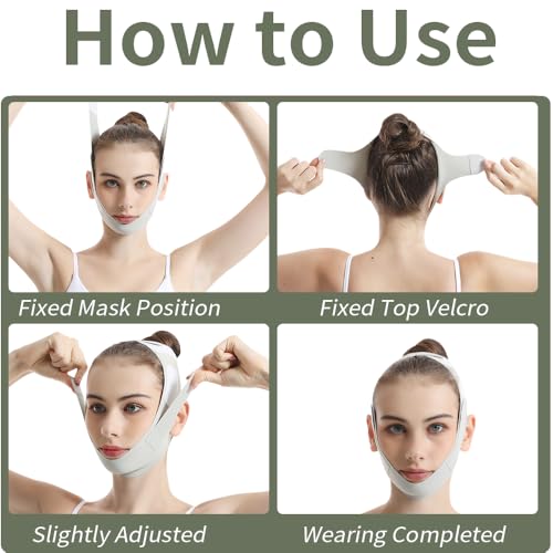 V Line Lifting Mask, V Shaped Face Mask, V Shaped Contouring Face Mask, Face Lifting Strap, Face Toning Belts, Jaw Exerciser, Washable and Reusable