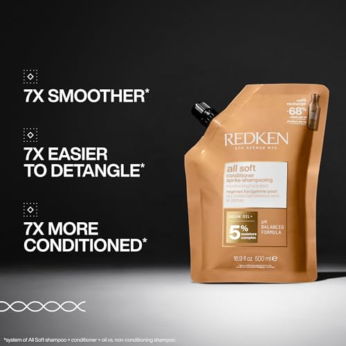 Redken All Soft Conditioner For Dry Hair - Moisturizes & Provides Intense Softness With Argan Oil, For All Hair Types