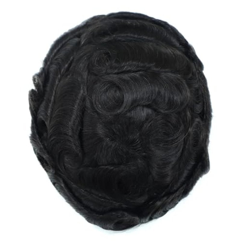 Toupee for Men Mono Base Real European Human Hair Pieces for Mens Hair Prosthesis Patch Units Hair Replacement System for Men (6x8")