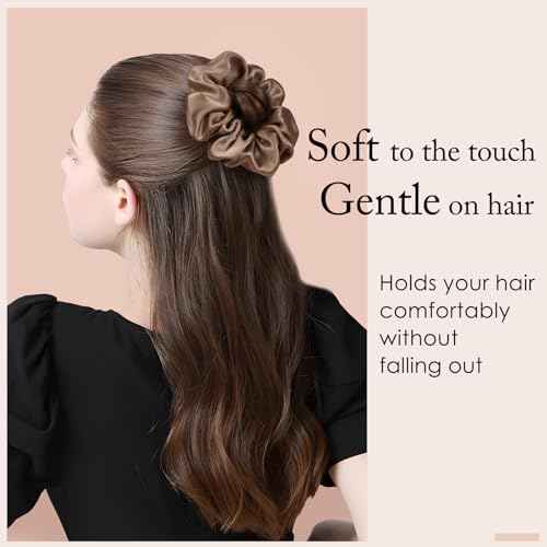 OLESILK 100% Mulberry Silk-Scrunchies for Hair Sleep, Women Grils Silk Hair Ties for Frizz & Breakage Curly Hair, No Damage, Elastics Ponytail Holder, 3 Pack