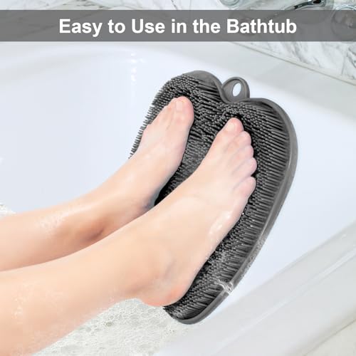 BESKAR Shower Foot Scrubber Mat with Non-Slip Suction Cups, Foot Spa Brush for Cleaning & Exfoliating Your Feet No Bend, Foot Points Reflexology Mat for Relax Your Feet