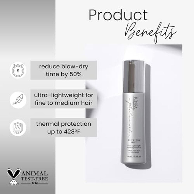 Platinum Blow-Dry Mist | Ultra-Lightweight Thermal Protectant | Detangles, Smooths, & Softens | Eliminates Frizz & Resists Humidity | Fine To Medium Hair