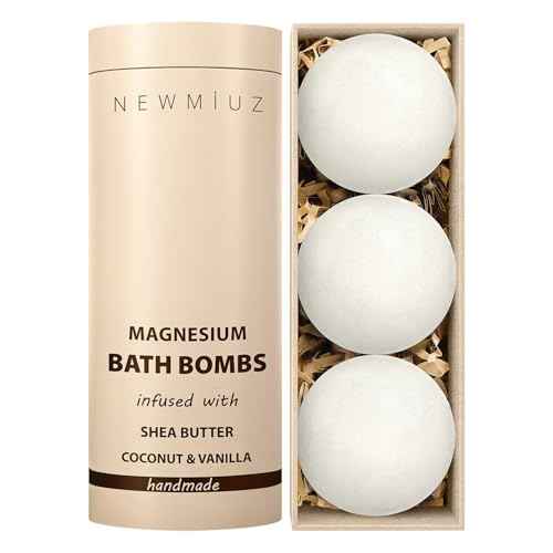 Magnesium Bath Bombs Post Workout Recovery Sore Muscles Tension Epsom Salt Bath Infused with Vanilla SheaButter Coconut Perfect Stocking Stuffers Gift