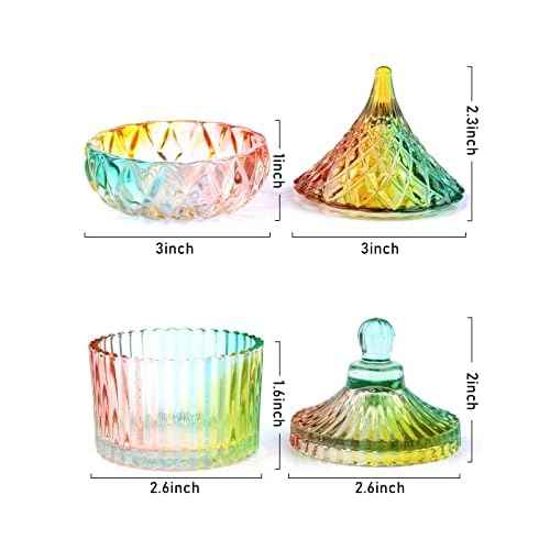 TOROKOM 2Pcs Dappen Dish for Acrylic Nails Monomer Dish with Lids Colorful Nail Cup Jars for Liquid Powder Dishes Glass Damping Dapping Dish Containers