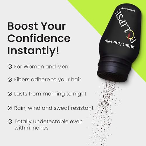 ECLIPSE Hair Fibers Dark Brown for Thinning Hair for Women & Men to Conceal Hair Loss in 15 Seconds - 100% Undetectable Hair Building Fibers, 15g