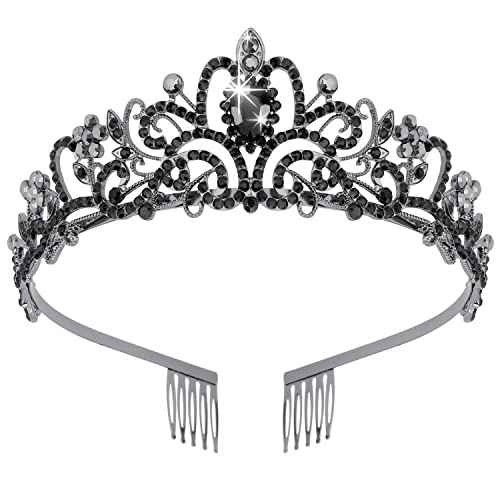Didder Tiaras for Women, Black Crystal Crowns for Women Princess Crown Tiaras and Crowns for Women Girls Women's Headbands Halloween Christmas Bridal Wedding Prom Birthday Party Gift