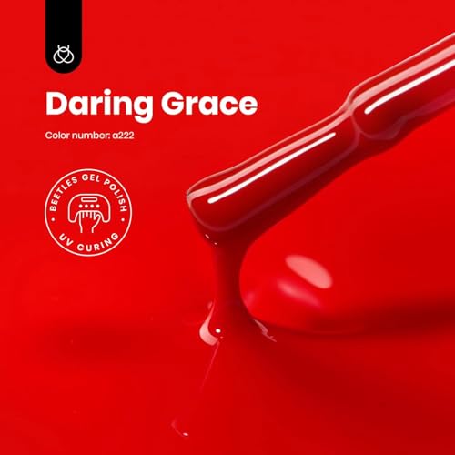 Beetles Red Gel Nail Polish, 15ml Christmas Red Color Soak Off UV LED Gel Polish, Winter Nail Art Design Daring Grace Manicure Salon DIY Home Colorful Bottle Gifts for Women