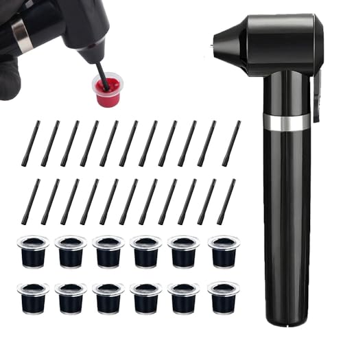 Tattoo Ink Mixer Machine Kit - Gakonp Pigment Mixer with 50Pcs Ink Mixing Sticks and 50Pcs 11mm Ink Caps Black Color Mixer Machine Electric Pigment Machine for Tattoo Supplies