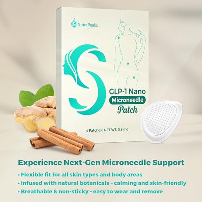 GLP-1 Nano Patch, Firming Skin and Body Shaping Care Patch, Body Care Pat-ch Gentle Soothing Massage with Ginger Extract for Women Girls Natural Ingredients, Mild - 4 Patches