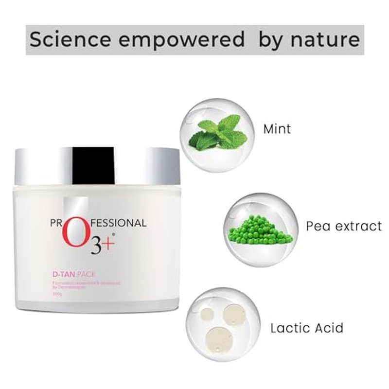 03++ D-TAN Face Pack for Tan Removal, with Lactic Acid, Pea & Mint Extract, All Skin Types, 300g