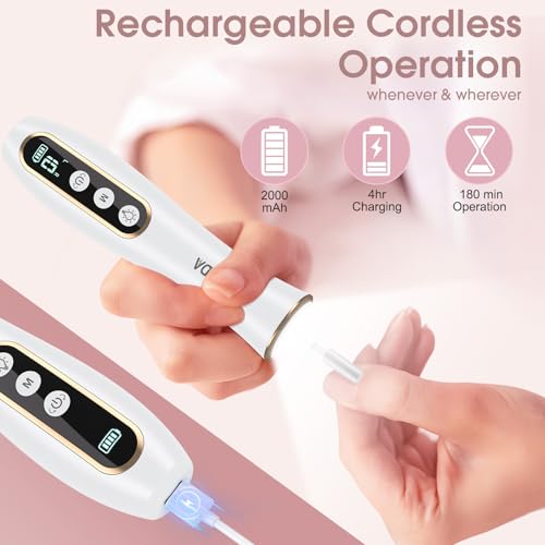 Professional Manicure Pedicure Kit, Cordless Electric Nail Drill with 360¡Æ LED light&10 Speeds, Rechargeable Pedicure Tools for feet, Hand Foot Care Nail Drill for Thick Nail Toenail Cuticle Women Men