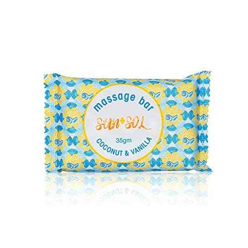 World Amenities Sun + Sol Bulk Moisturizing Massage Bar with Warm Coconut & Vanilla Fragrances, Sachet Wrapped Travel Size Toiletries