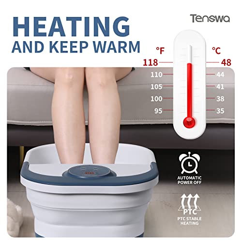 Collapsible Foot Spa Bath Massager with Heat, Bubbles, Pedicure Foot Spa with 8 Rollers, Tub for Stress Relief, Soaker with Mini Acupressure Massage Points & Temperature Control