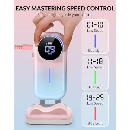 BAOSHISHAN Professional Nail Drill Machine, 20000RPM Electric Cordless Nail Drill with Base Pen Holder, Rechargeable Nail File 11 Drill Bits for Remove Gel Acrylic Nail