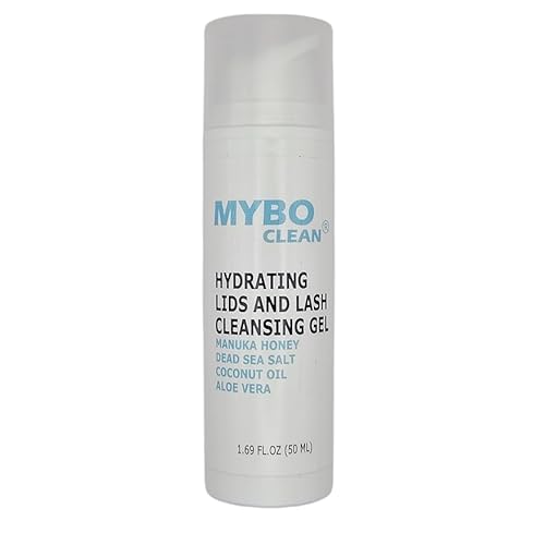 Mybo Clean Eyelid Cleansing Brush for Sensitive Skin (1 Pc) + Hydrating Lids and Lash Cleansing Gel (1Pc) + Travel Bag Ideal for Gentle Cleansing of the Eyelids On the Go