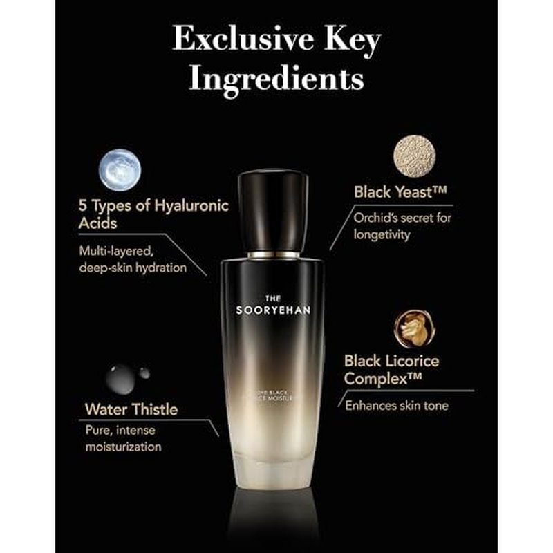 Sooryehan The Black (Essence Moisturizer, 130ml/4.4fl oz) - Lightweight Cream for Moisture Barrier, Rejuvenate Dull, Aging Skin. Premium Korean Skin Care. Black Yeast, Hyaluronic Acid,