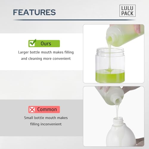 Pump Bottle Dispenser for Soap : Shampoo Container for Travel Conditioner - Refillable Jar for Hand Lotion and Dish - Empty Plastic 250ml Clear