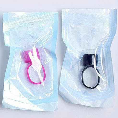 HOTWE Ink Cup Rings, Pigment Ring Caps with Sponge for Microblading Semi Permanent Makeup, Inks Glue Plastic Cups Holder for Eyelash Eyeliner Eyebrow Body Tattooing Supplies (Black 100pcs)