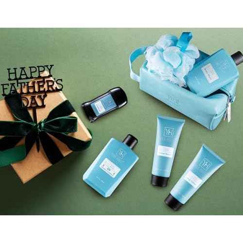 Bath and Body Mens Gift Set - Glacier Absolute - Premium Fathers Day Birthday Christmas Gifts Ideas For Him - Skin Care Kits For Men in Leather Toiletry Bag w. Full Size Items