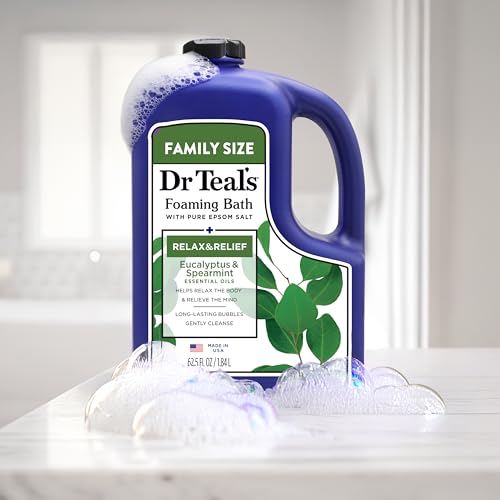 Dr Teal's Foaming Bath with Pure Epsom Salt, Relax & Relief with Eucalyptus & Spearmint, 62.5 fl oz