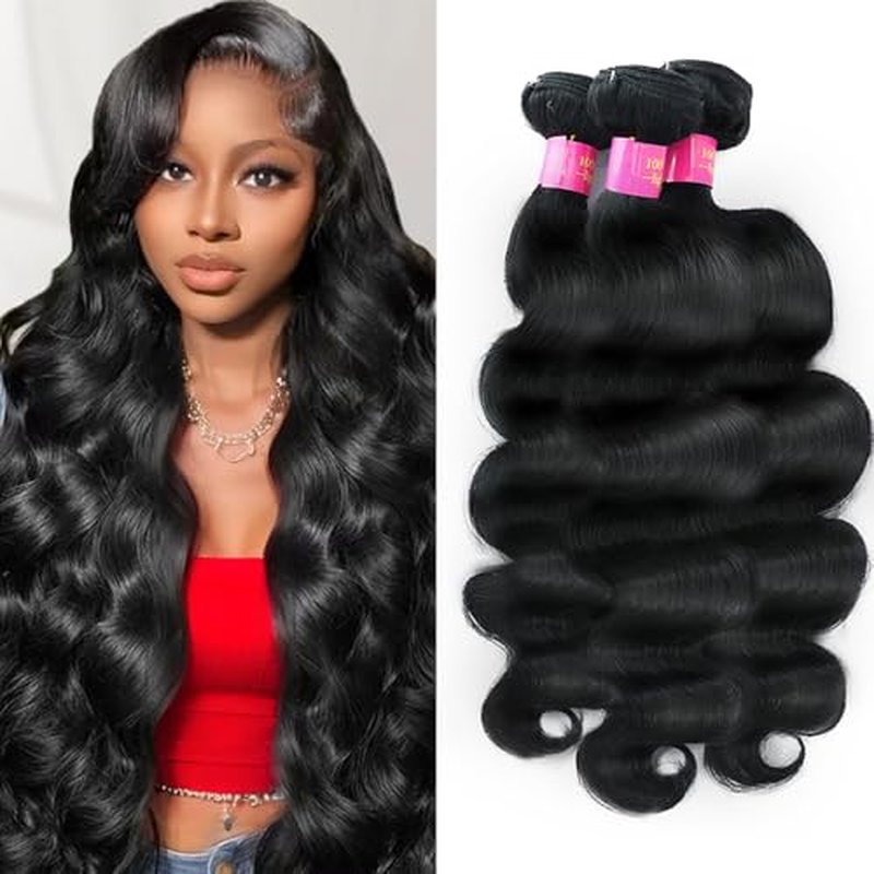 12A Human Hair Bundles 18 20 22 Inch Body Wave 100% Unprocessed Brazilian Virgin Hair 3 Bundles Human Hair Extensions Quick Weave Natural Black