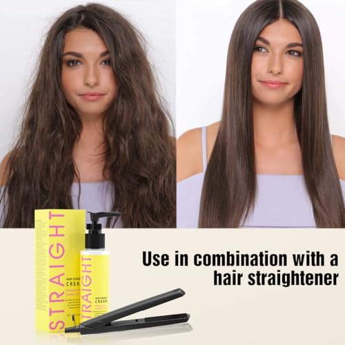 gowwim Hair Straightener Cream,Keratin Hair Treatment Straightening,Smooths Frizz, Curly Hair Becomes Straight in 5mins,Used With Hair Straightener,3.38Oz(100g£©, White