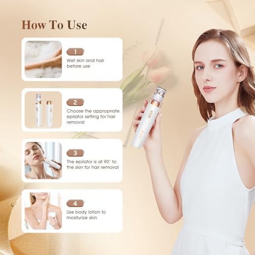 Epilator - 2 in 1 Rechargeable Women's Electric Shaver with LED Light | Hair Removal for Legs, Face, Bikini & Arms
