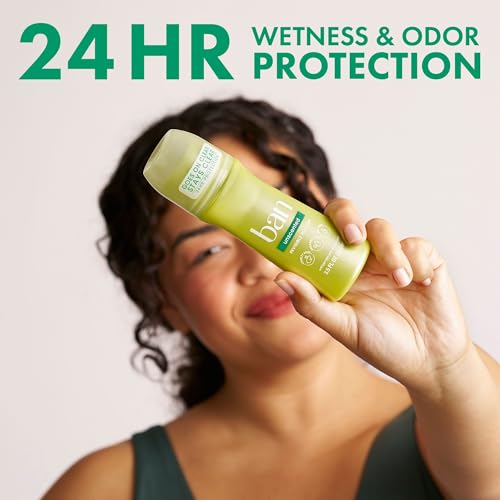 Ban Invisible Roll-on Antiperspirant Deodorant for Women and Men, 24-hour Underarm Odor & Sweat Protection, Unscented, 3.5 Oz, Pack of 2