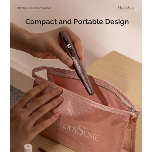 MelodySusie Cordless Nail Drill, PC180G 25,000RPM Rechargeable Electric Nail File with Nail Drill Bits,Sanding Bands