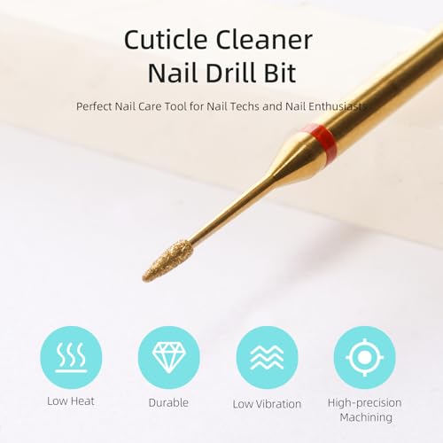 1mm Mini Cone Cuticle Clean Nail Drill Bit, Titanium Series Russian Diamond Nail Bits Professional Safety Under Nail Cleaner for Cuticle Dead Skin, Electric Nails Accessories, Fine