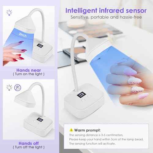LED Mini UV Nail Lamp Auto Sensor Gel Nail Dryer 27W Rechargeable 360 Adjustable with 2 Timers