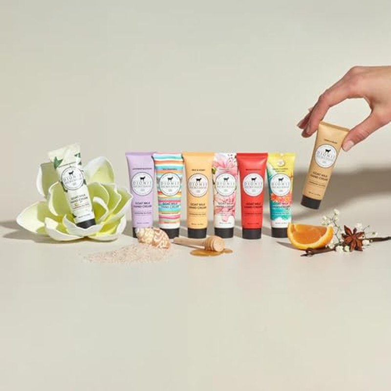 Dionis Goat Milk Skincare 8 Piece Hand Cream Gift Sets - Assorted Scented Travel Size Hand Creams In a Gift Box - Mini Hand Lotion Self Care, Cruelty Free Lotion For Dry Skin, Expanded Hand Cream 2025