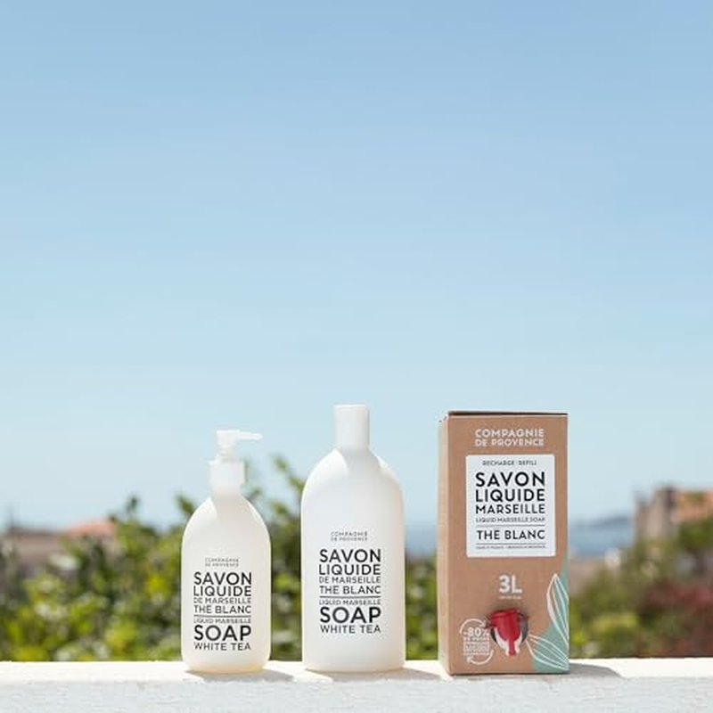 Compagnie de Provence Savon de Marseille Extra Pure Liquid Soap, White Tea, 101.4 Fl Oz Eco Refill