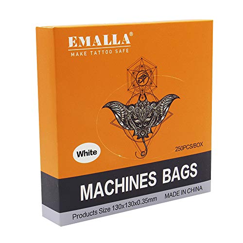 Tattoo Machine Covers - 250PCS Disposable Sleeves, White Machine Bags for Tattoo Supplies, Kits