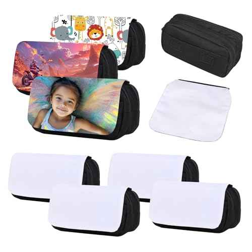 4 Pcs Blank Sublimation Pencil Case Cosmetic Bags Printable Multipurpose DIY Makeup Bags Toiletry Pouch with Removable Flap-Black