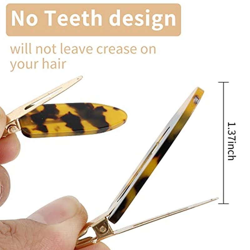 Canitor No Bend Hair Clips - Women's Resin Flat Tortoise Shell Clips for Hairstyling, Makeup, and Salon (4Pcs)