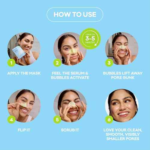 Bioré Pore Refining Bubbling Nose Mask, Glycolic Acid and Hyaluronic Acid Exfoliant for Face, Pore Cleansing Mask, 8 Ct