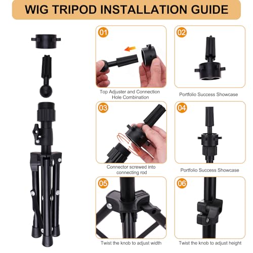 PWEOUKE 22 Inch Canvas Wig Head with Stand for Wigs ,14-22 Inch Height Adjustable Wig Stand Tripod with Canvas Block Wig Head,Manikin Head Block Set for Cosmetology with Wig Stand and Storage Bag