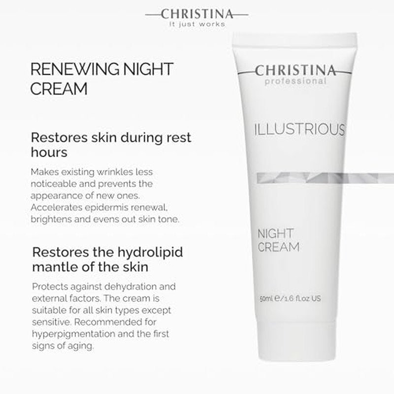 -CHRISTINA- Illustrious Night Cream with Retinol and Vitamin E | Night Cream for Face Rejuvenates and Moisturizes the Skin | Suitable for All Skin Types 50ml / 1.7 fl.oz