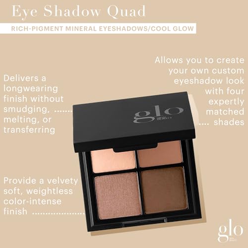 Glo Skin Beauty Eye Shadow Quad | Expertly Matched Shades for A Custom Eye Statement, (Cool Glow)